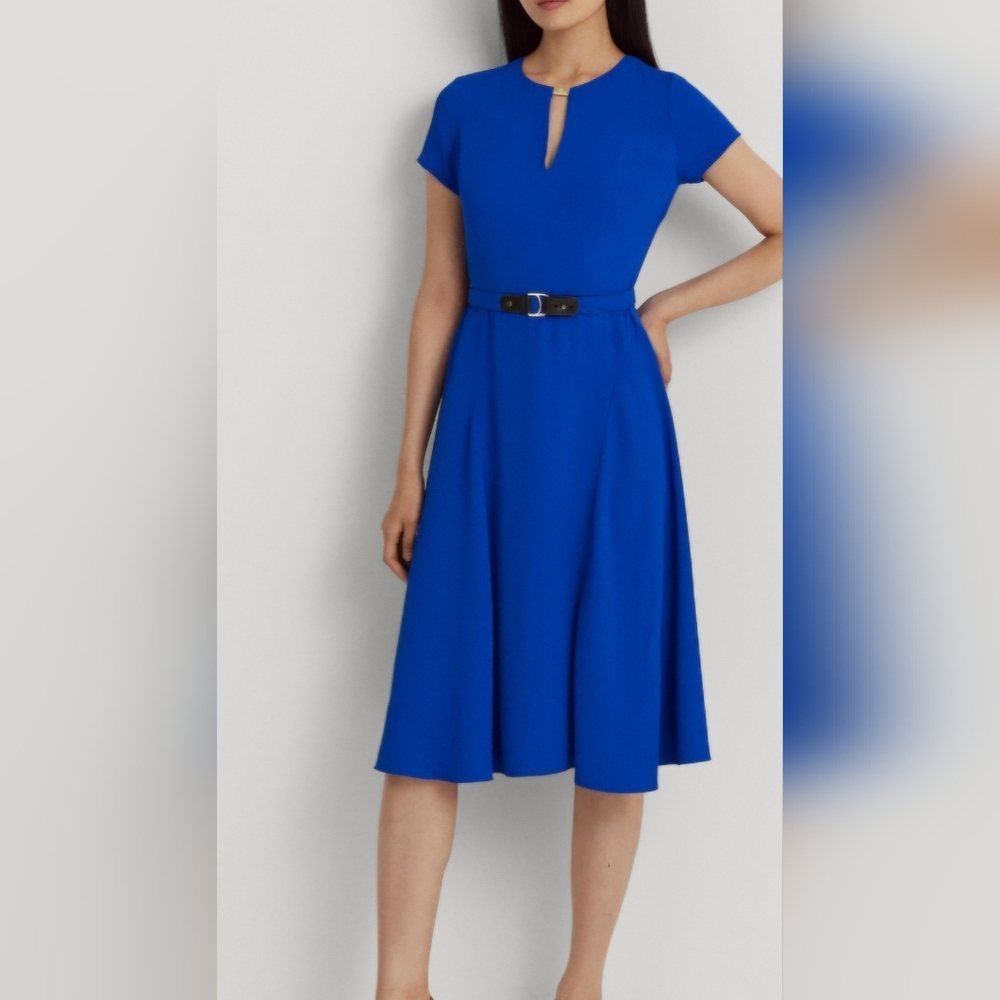 Lauren Ralph Lauren Women's Belted Georgette Dress - Sapphire Star